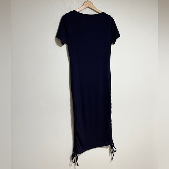Shein Navy Ruched Midi T-Shirt Dress Size M - Picture 7 of 9